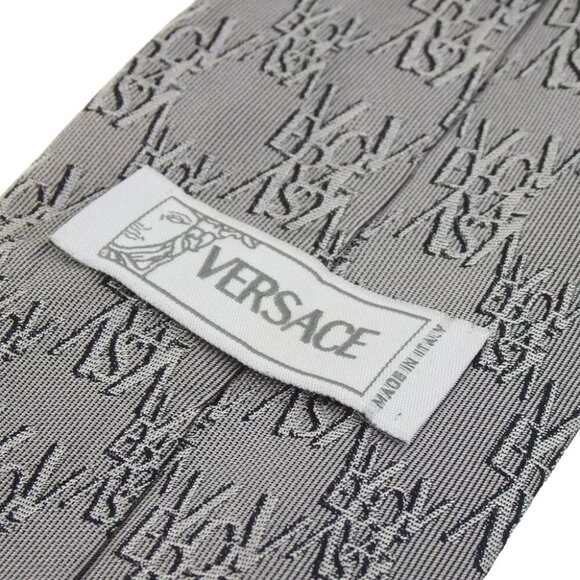 034134AE Versace Tie Gray Silk - Picture 5 of 7